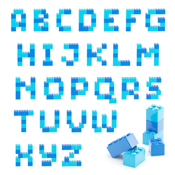 Alfabet zestaw wykonana zabawka bloków na białym tle — Zdjęcie stockowe