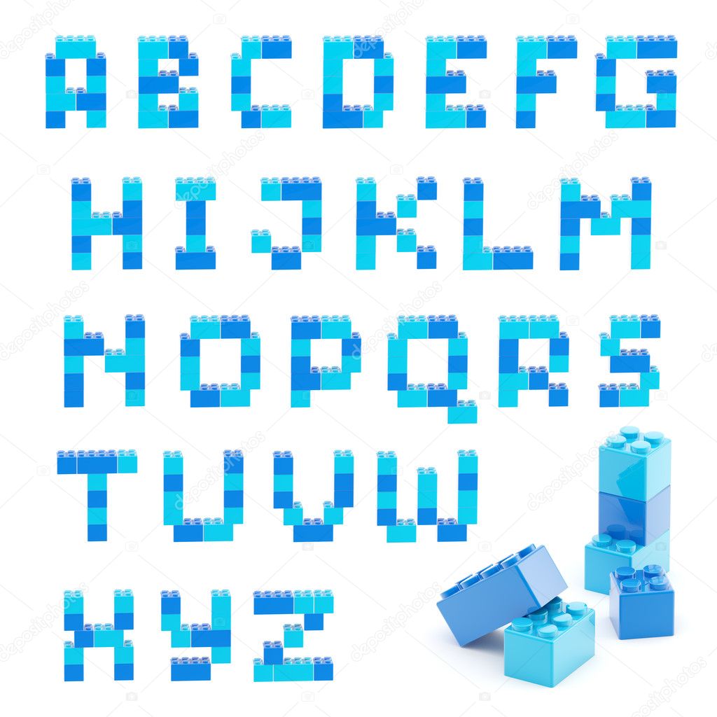 Alphabet set made of toy blocks isolated