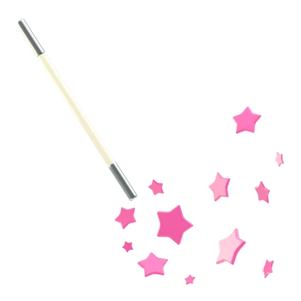 Bílá kouzelná hůlka s hvězdami, samostatný — Stock fotografie