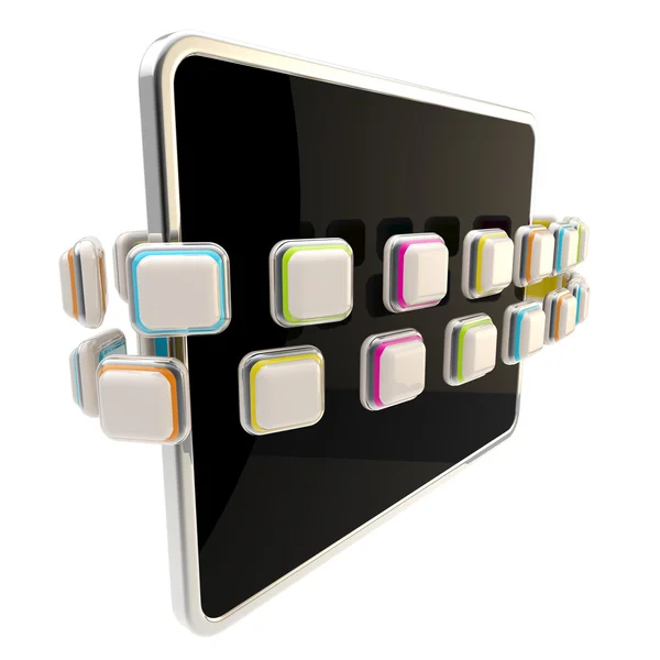 Orbite des icônes d'application autour de l'écran de pad — Photo