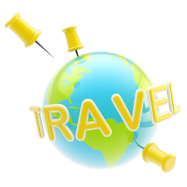 Glossy planet traveling sign isolated — Stock Photo, Image