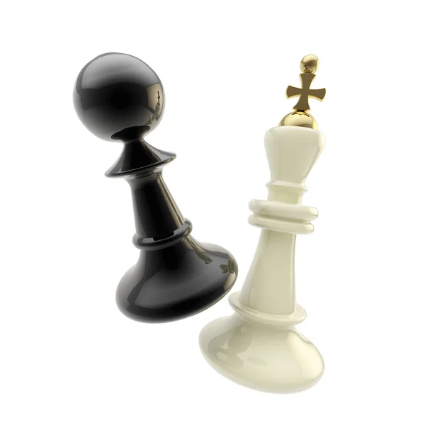 Contest and competition: pawn and king figures — Stock Photo, Image