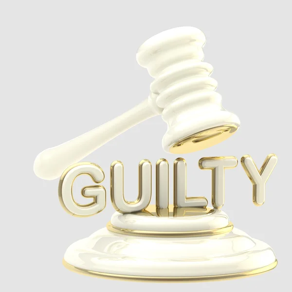 Keadilan: kata "bersalah" di bawah palu hakim — Stok Foto
