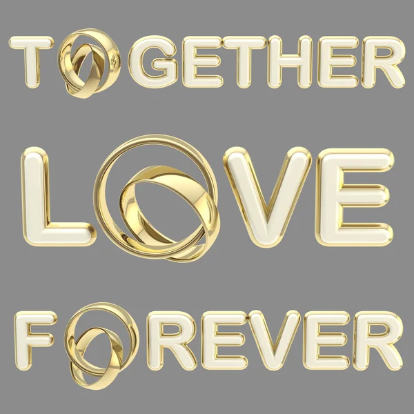 "Love", "together", "forever" words isolated — Stock Photo, Image