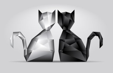 Cat couple made of diamonds clipart