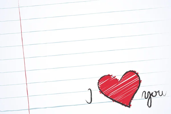 Nota d'amore in un quaderno — Vettoriale Stock