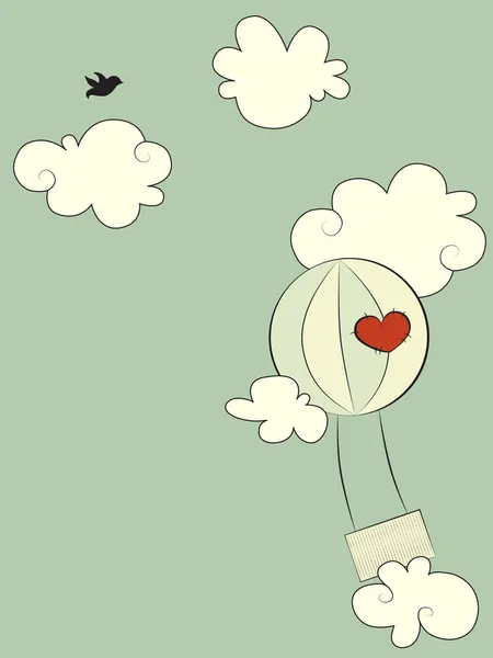 Ballon d'amour dans le ciel — Image vectorielle