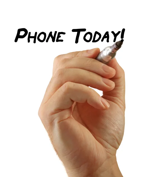 Ruční psaní moc fráze telefon dnes — Stock fotografie