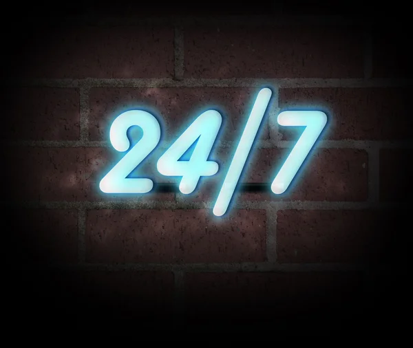 Neon Sign 24 7 — Stock Photo, Image