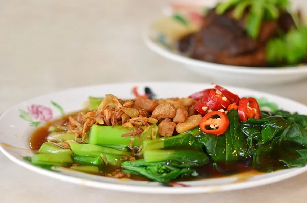 stock image Stir fried chinese kale with oyster sauce