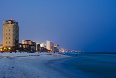 Panama City Beach Florida cityscape at night clipart