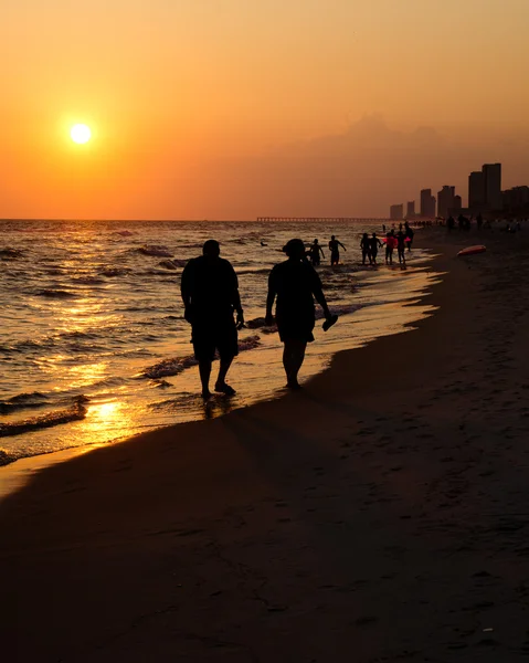 Kustlijn van panama city beach bij zonsondergang — Stockfoto