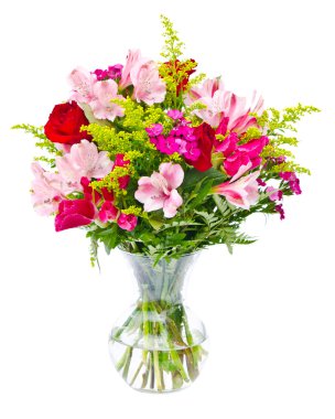 Colorful flower bouquet arrangement centerpiece isolated on white