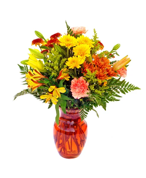 Colorful flower bouquet arrangement centerpiece isolated on white — Stock Photo, Image