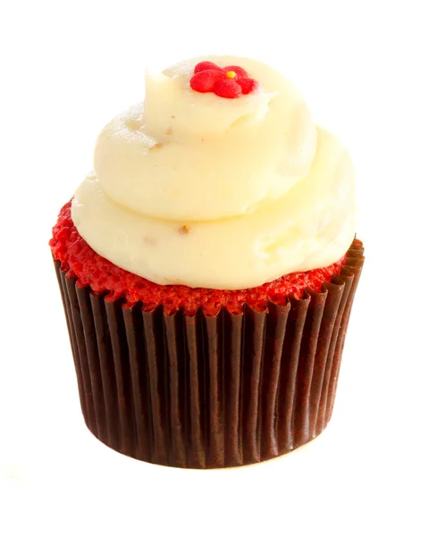 Mini cupcake elszigetelt fehér, krémes vaníliás fagyosan — Stock Fotó