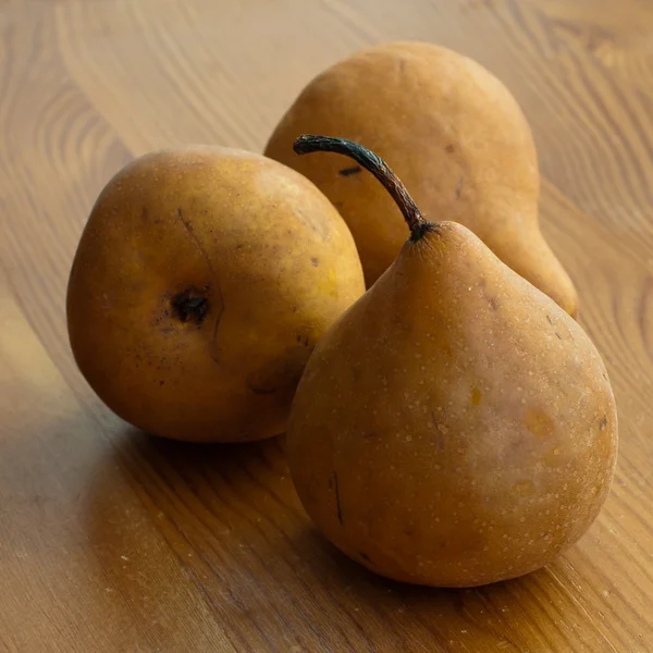 Três peras marrons — Fotografia de Stock