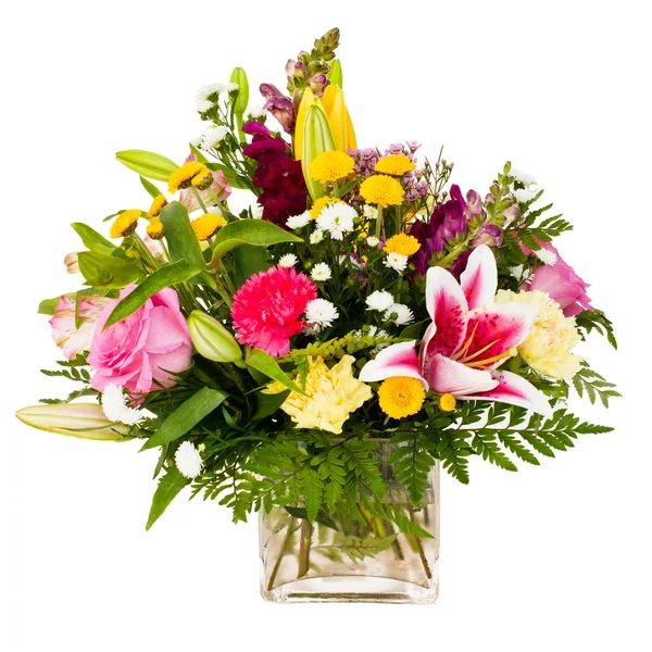 Colorful flower arrangement isolated on white. — Stock Photo, Image