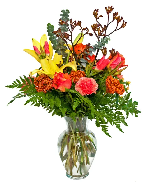 Colorful flower arrangement isolated on white. — Stock Photo, Image