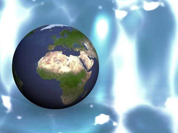 青色の背景に地球 — Stockfoto