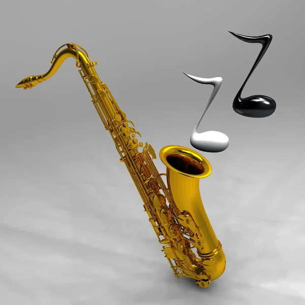 O saxofone e as notas — Fotografia de Stock