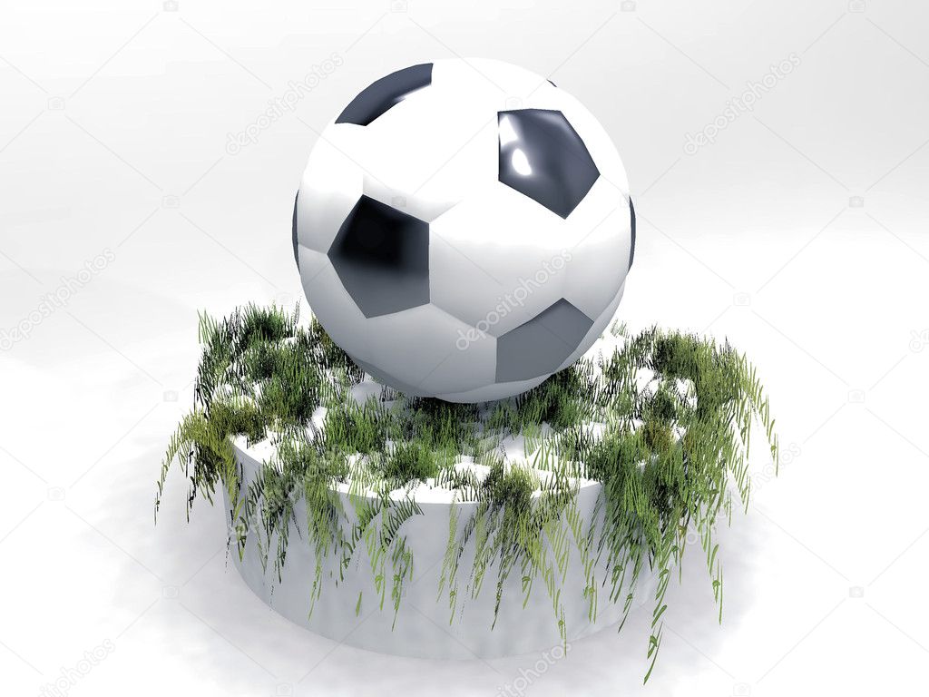 The football on a pedestal of grass