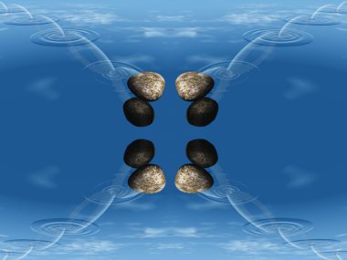 Ricochets of a stone on water clipart