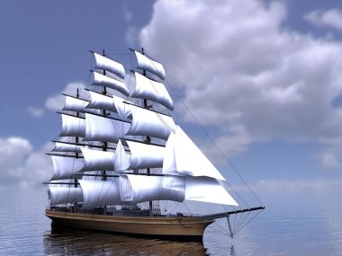 The three-masted sailing ship clipart