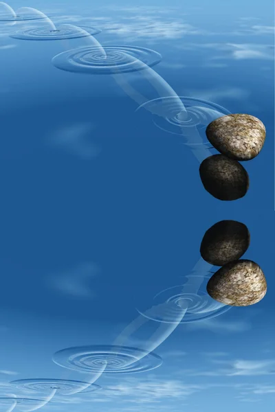 Камень на голубой воде — стоковое фото