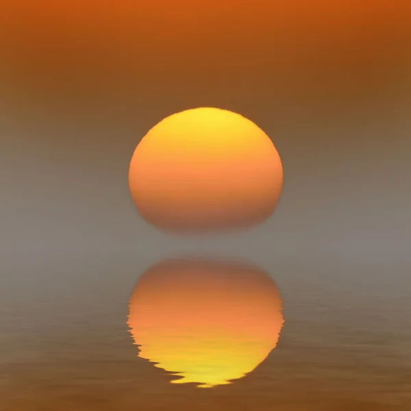 Lever de soleil brumeux sur l'eau — Photo
