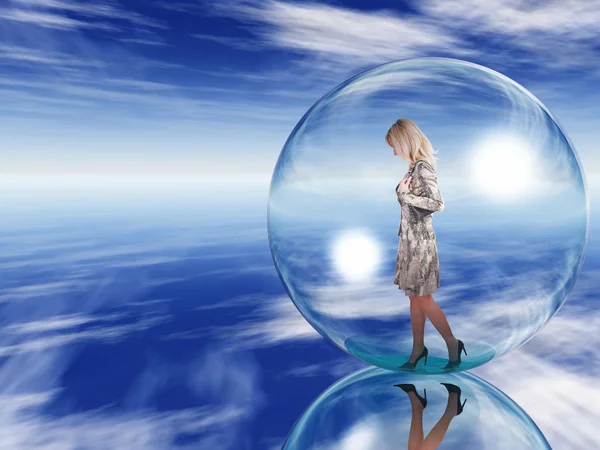 La donna in una bolla — Foto Stock