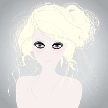 Fashion face of young girl clipart