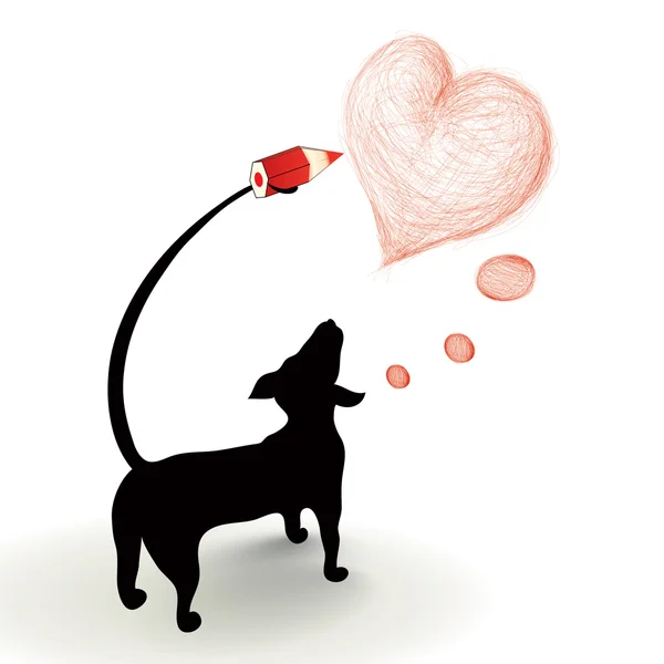 Dog drawing a heart — Stock Vector