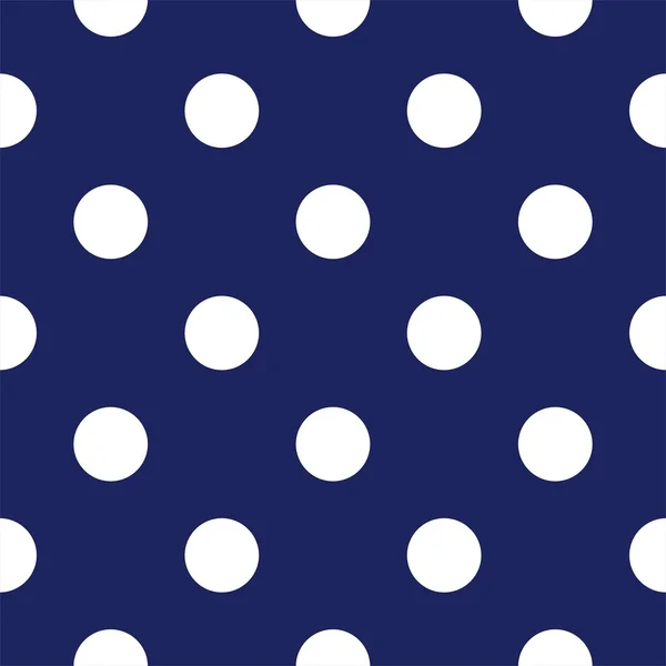 Vector seamless pattern with huge polka dots on retro navy blue background — Stock Vector