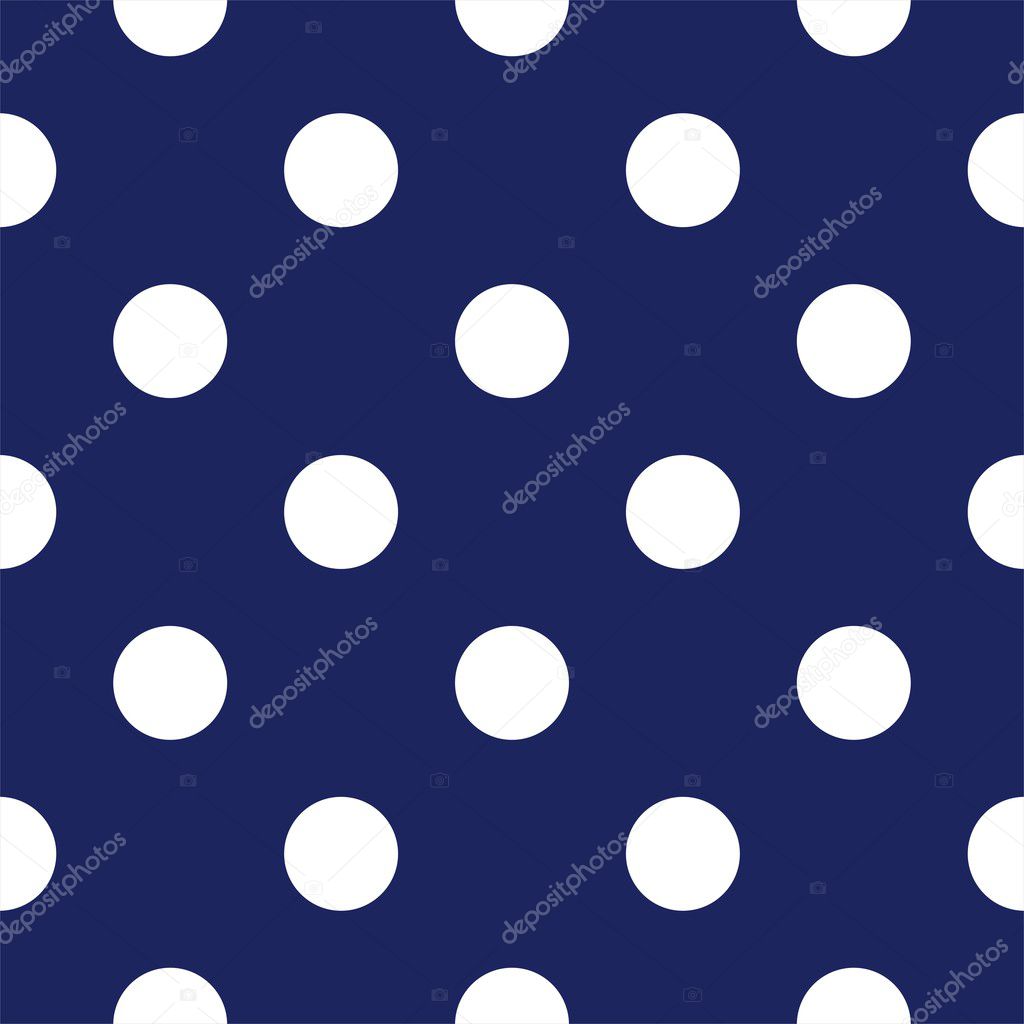 Vector seamless pattern with huge polka dots on retro navy blue background