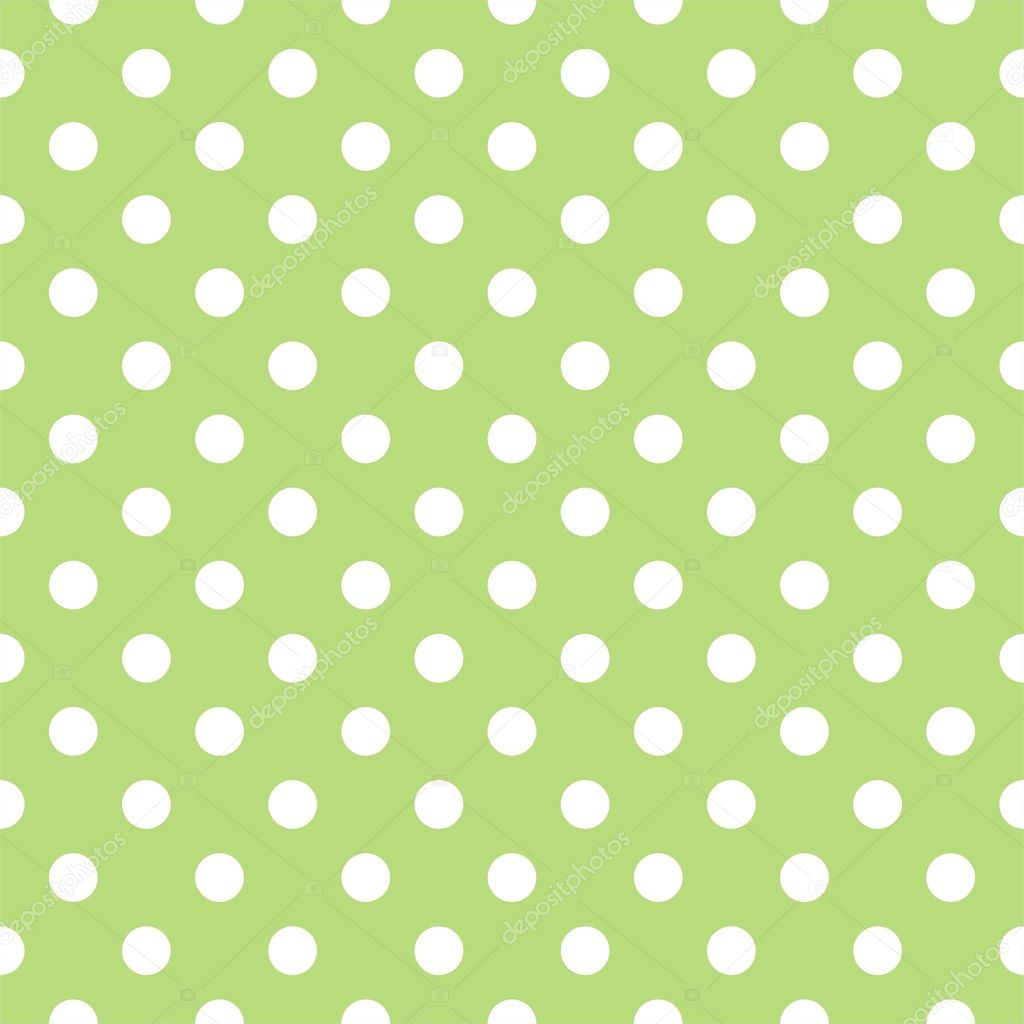 Retro seamless vector pattern with polka dots on fresh green background