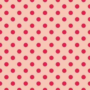 Red dots, baby pink background retro seamless vector pattern clipart