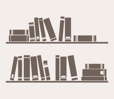 Books on the shelves vector simply retro illustration clipart