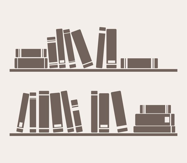 Books on the shelves vector simply retro illustration