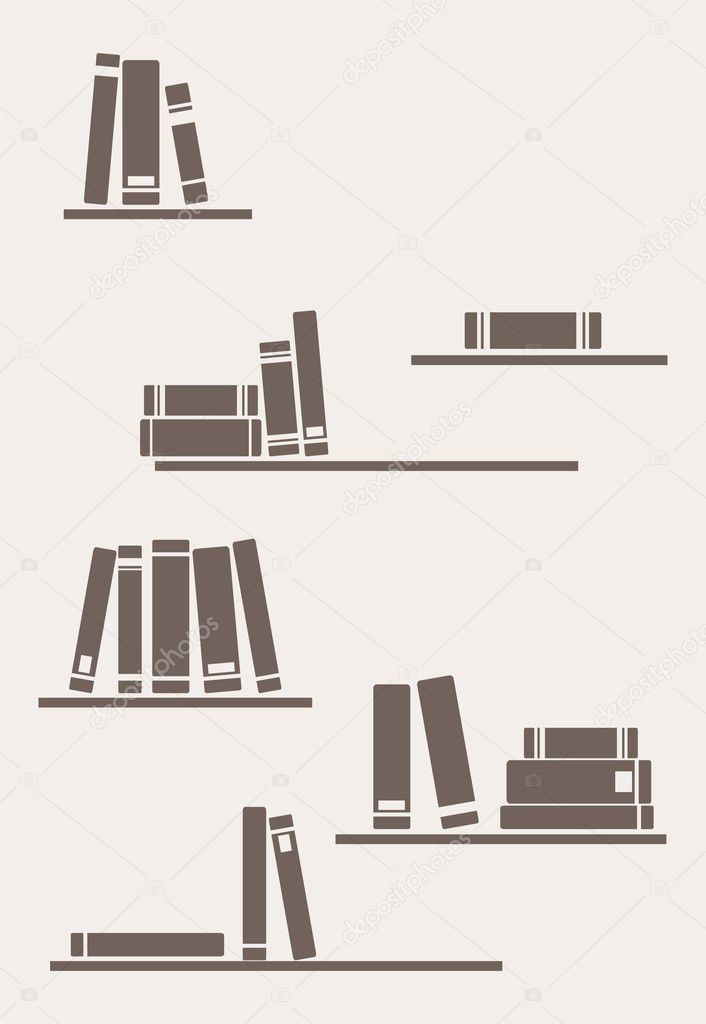 Vector simply retro illustration: books on the shelves