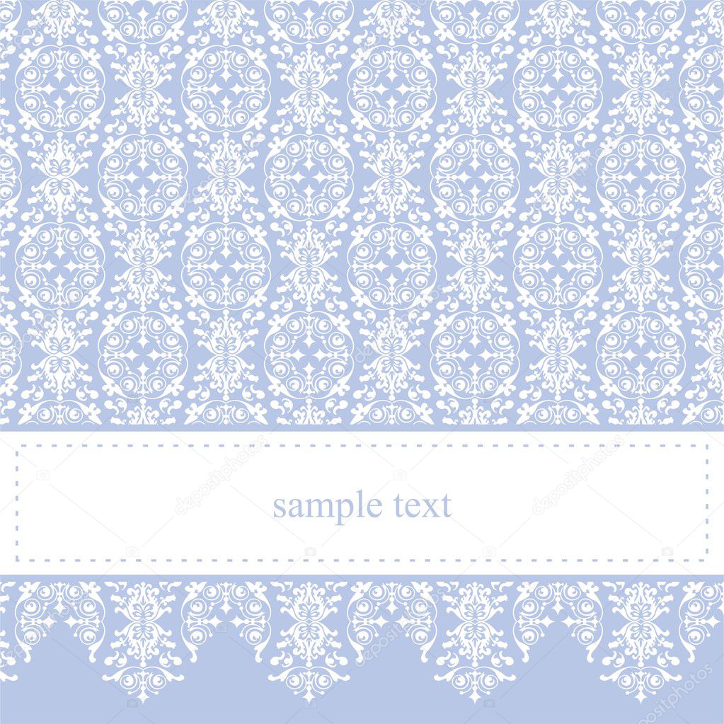 Sweet, elegant baby blue lace vector card or invitation