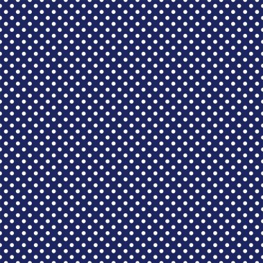 Vector seamless pattern with white polka dots on retro navy blue background clipart