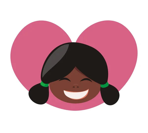Me encanta mi chica africana encantadora con toda mi ilustración vector corazón aislado sobre fondo blanco — Vector de stock