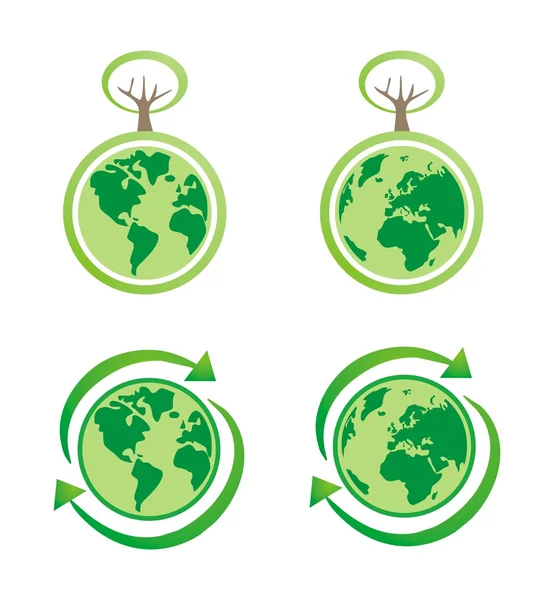Iconos de ecología aislados vectoriales con el planeta tierra — Vector de stock