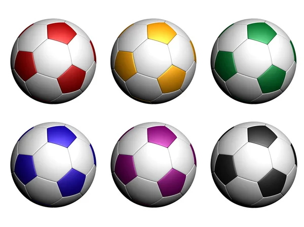Colorful soccer balls isolated on white background — Stock Photo, Image