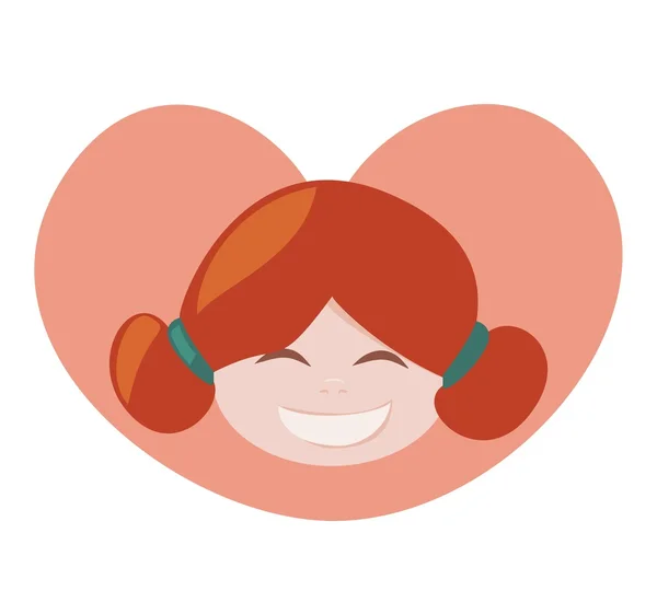 stock vector Ginger lovely, happy girl with heart vector illustration