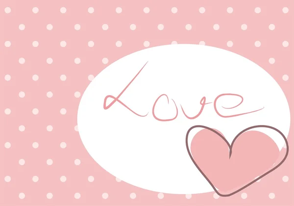 Γλυκιά αγάπη - ροζ καρδιά με φόντο τα σημεία Πόλκα — Διανυσματικό Αρχείο