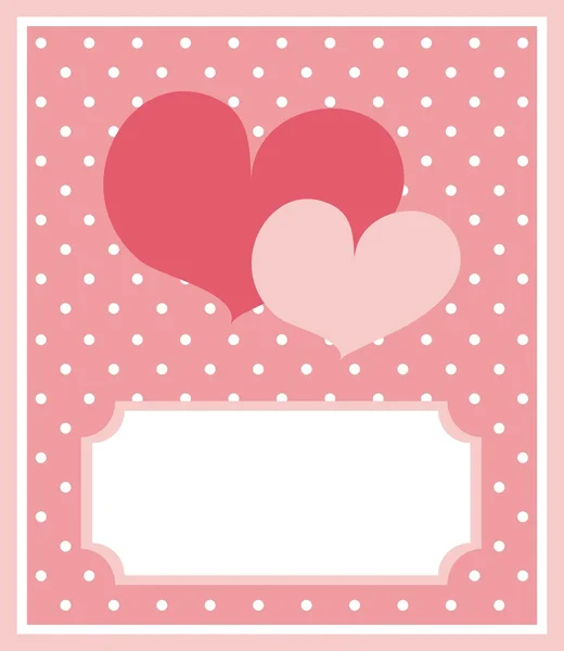 Vector valentines card or wedding invitation with hearts and white polka dots — Stock Vector