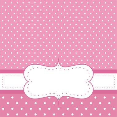 Sweet, baby pink polka dots vector card or invitation clipart