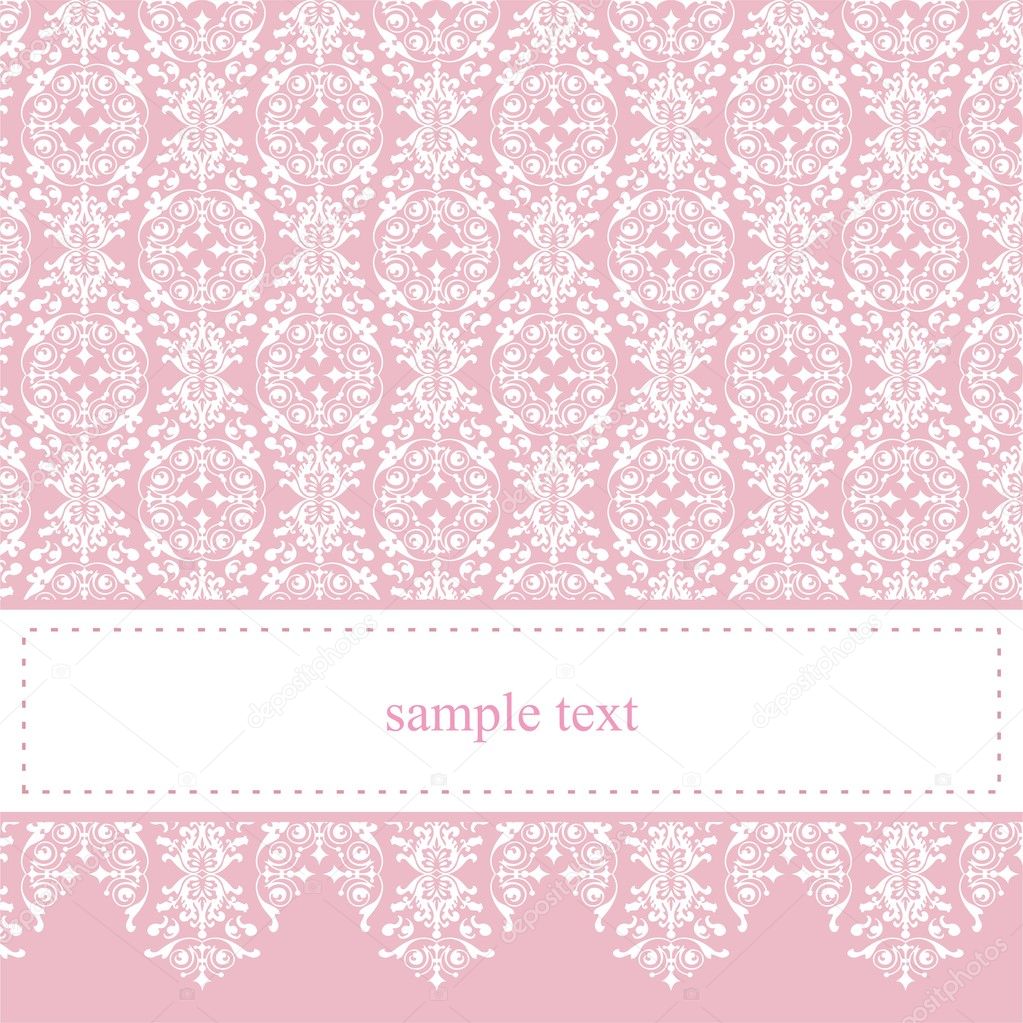 Sweet, elegant baby pink lace vector card or invitation