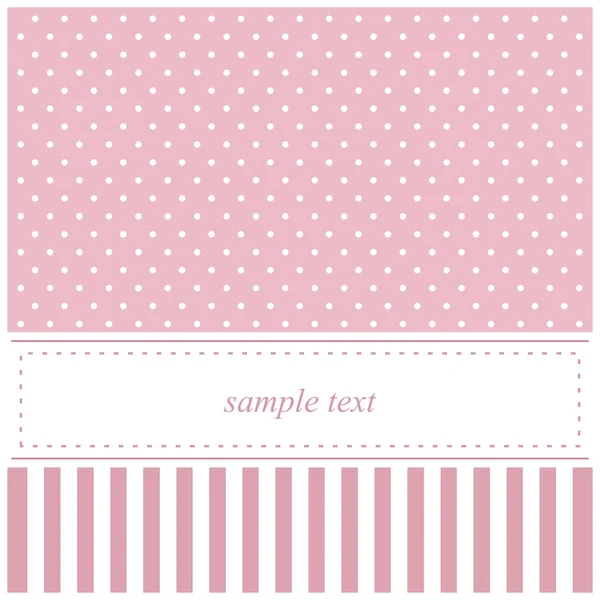Pink vector card or baby shower invitation with polka dots — Stock Vector